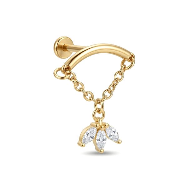 Gold double chain marquise