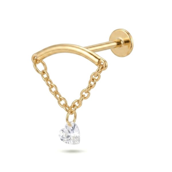 Gold double chain heart