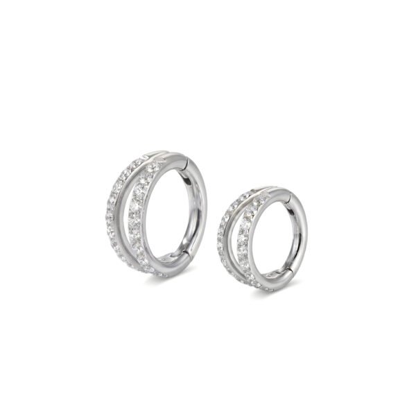 Silver Double zircon hoop