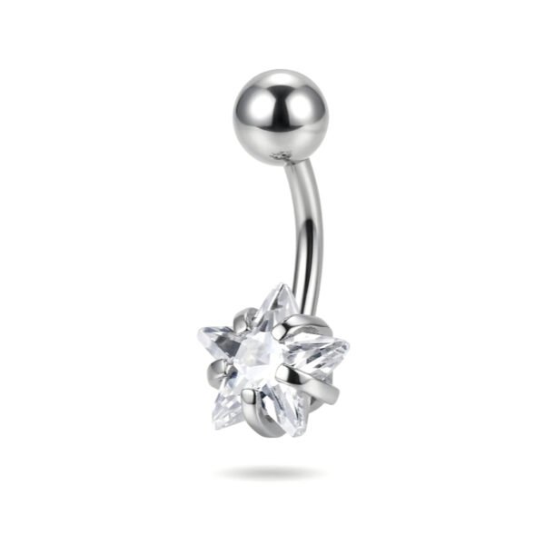 star zircon belly ring