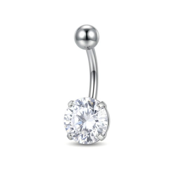 small round zircon belly ring