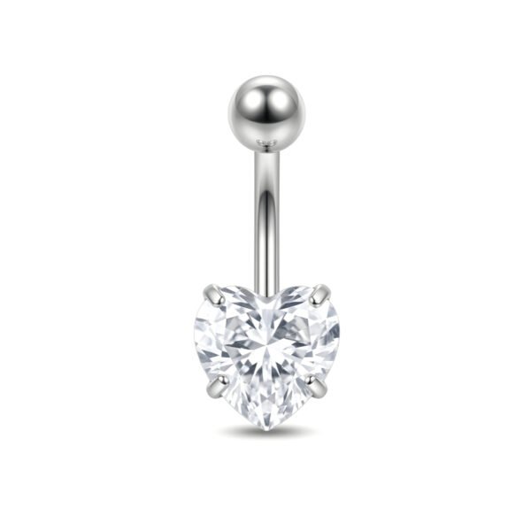 heart zircon belly ring