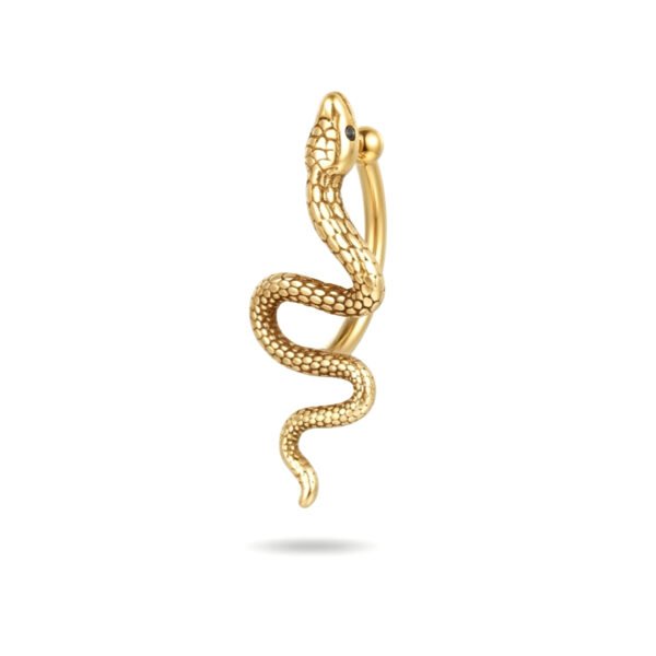 Gold clicker snake belly ring