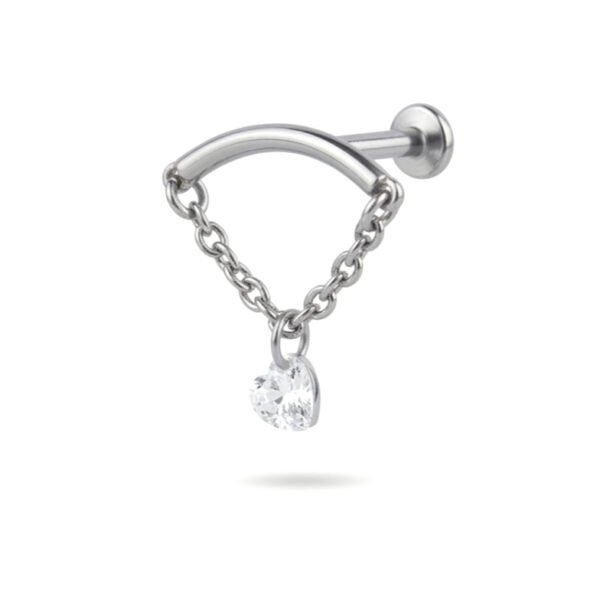 Silver double chain heart