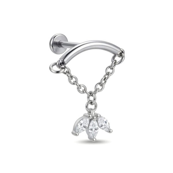 Silver double chain marquise