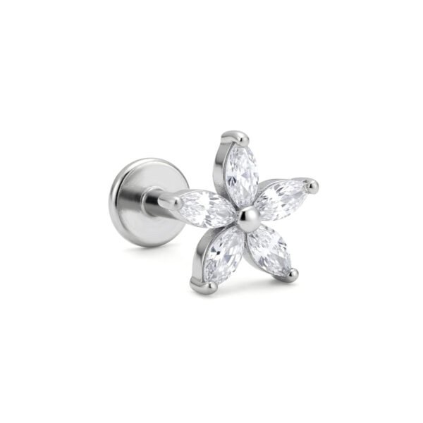 Silver zircon flower