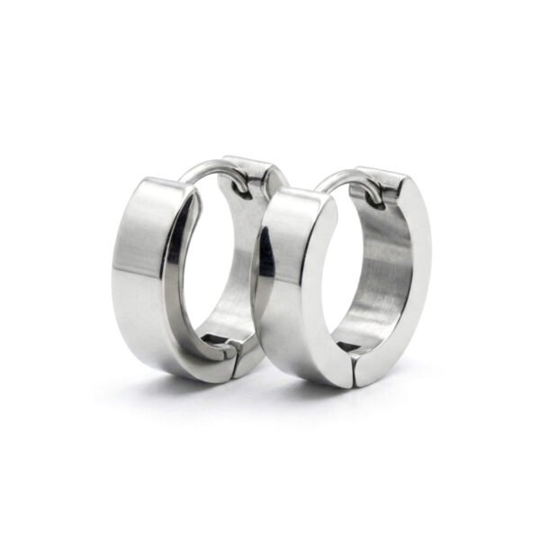 silver thick plain hoop (pair)